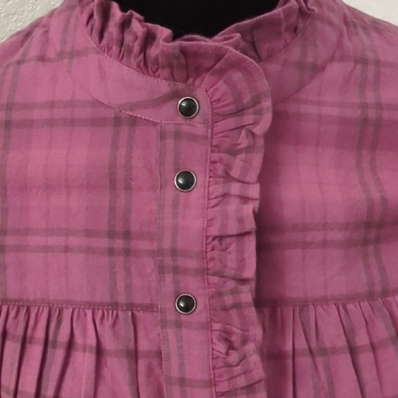 ba&sh Fuchsia Checkered Ruffle Blouse - Picture 4 of 8